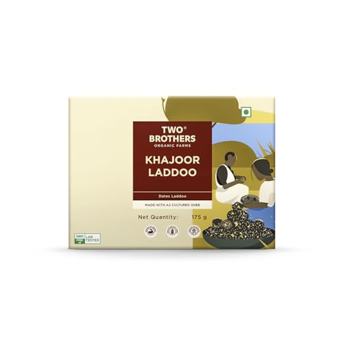 Image of Two Brothers Organic Farms Khajoor Laddoos: Handcrafted with Dates, Dry Fruits, Seeds & A2 Ghee, Sugar-Free, Perfect for Festive Gifting (175g)