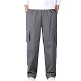 Men White Pants Plus Size Cargo Pants for Men Fashion Outdoor Cotton Multi Pockets Solid Straight Trouser Causal Loose Sweatpants Mens Linen Pants Dark Gray 6X