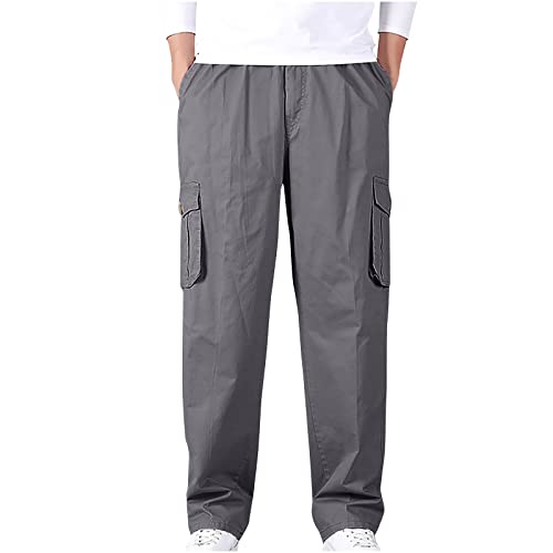 Cargo Pants with Side Pocket for Men Casual Lightweight Comfy Cotton Pants Classic-Fit Solid Outdoor Sports Work Pants