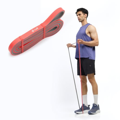 Image of CULT Resistance Band 13MM (7-15Kgs), Latex-Free TPE Loop Band for Strength Training, Pull-Up Assistance, Mobility Exercises & Home Gym Workouts, Red & Grey