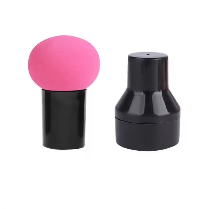 makeup blending sponge powder puff mushroom facial foundation sponges makeup tools with handle case for liquid foundation creams and powders.(pack of 1)