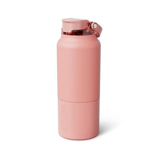 Image of BruMate Rise 35oz Water Bottle With 100% Leakproof Covered Silicone Straw | Insulated Stainless Steel Water Bottle With Removable Straw | Fast Flow | Soft Sip Silicone Spout | BPA-Free (Guava)