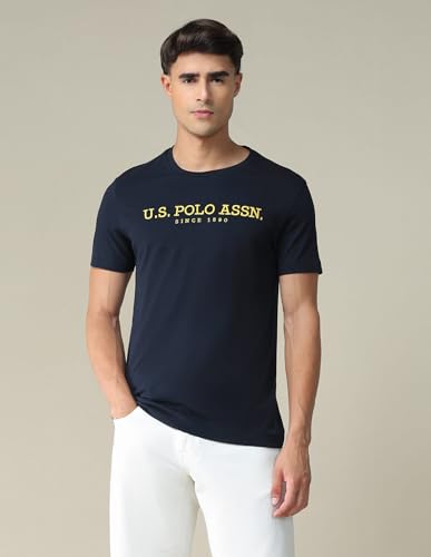 Image of U.S. Polo ASSN. Knitted Slim Fit Cotton T-Shirts for Men - Breathable & Comfortable, Half Sleeves Mens Casual T Shirts
