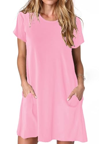 Image of Alaster Women's Casual Summer T Shirt Dress Loose Short Sleeve Tunic Dress with Pocket for Women