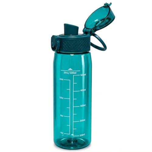Image of GOPPUS 20oz Kids Water Bottle with Time Marker & Handle, Tritan BPA-Free, Reusable Leakproof Anti-Dust Everyday, Clear Kids Water Bottles For School,Car Travel, Gifts Boys Girls(Dark Green)