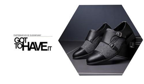 Double Monk Strap Shoes Men Classic Retro Formal Business Loafer Dress Shoes Slip On Low Heels Lightweight Leather Pointed Plain Toes Buckled Pull-on Comfort Wear Office Oxford Casual Wedding Footwear2