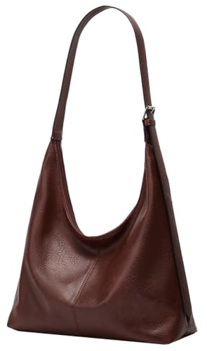 Image of Slouchy Tote Bags for Women Retro Vegan Leather Shoulder Crossbody Bag Faux Leather Handbag Purse Satchel Soft Leather Bag