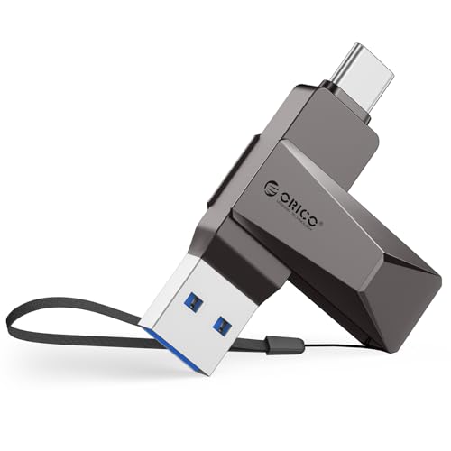ORICO Memoria USB 64 GB USB 3.2 OTG, hasta 150 MB/s, Pendrive 2 en 1 Tipo C, Carcasa de Metal, Compatible con iPhone 17/16/15, Android, Smartphones, Tablets, Mac y Portátiles, Gris, CB05