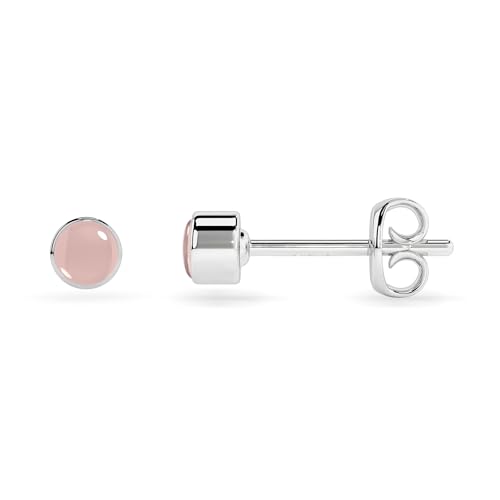 Natural Rose Quartz Stud Earrings for Women in Sterling Silver, J...