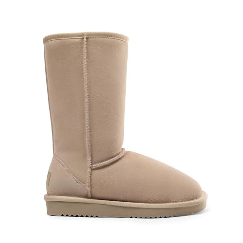 DREAM PAIRS Women's High-top Winter Snow Boots Faux Fur Lining Pull on Warm Comfortable Outdoor Booties Shoes for Women FuzzyClassic,Size 5,Sand,SHORTY_HIGH