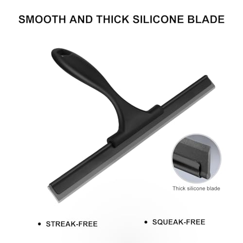 Image of SetSail Squeegee for Shower Glass Door All-Purpose Shower Squeegee for Glass Doors Black Window Squeegee with Hook for Car Window Cleaning 12 Inch, Black