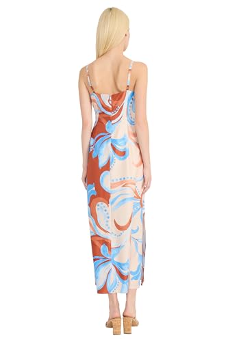 Image of Donna Morgan Women's Women's Floral Square Neck Special Occasion Dress - Spaghetti Strap Evening Midi - Wedding Guest Cocktail Dress