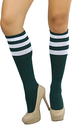 Image of ToBeInStyle Women's Premium Below Knee Athletic Socks w /Contrasting Wide Stripes