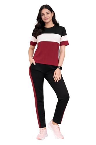 Image of Women's Co-Ord Set | Half Sleeve Round Neck T-Shirt with Matching Track Pants | Stylish Casual Lounge Wear, Travel Wear, Gym Wear & Daily Wear Outfit for Women