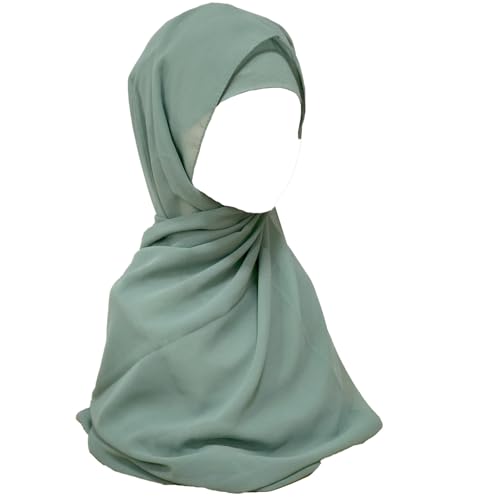 Chiffon Hijab with Undercap Solid Color Muslim Hijabs Scarf Head Wraps Long Hijabs For Women