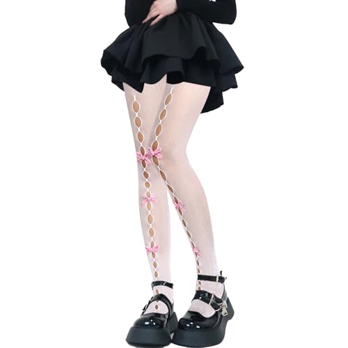 Image of Benefeet Sox Fishnet Stockings or Women High Waist White Fishnet Tights Party Pantyhose Cosplay Costume Tights