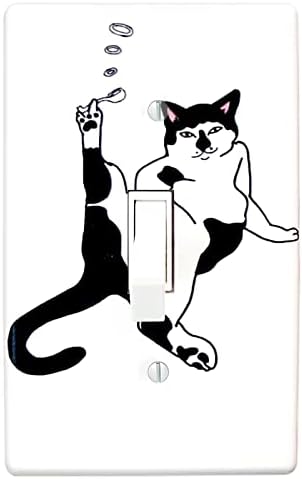 Funny Cat Light Switch Cover Plastic Wall Decorative Art Single Toggle Light Switch Plates Cover For Bedroom Kitchen Living Room