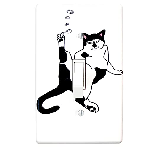 Funny Cat Light Switch Cover Plastic Wall Decorative Art Single Toggle Light Switch Plates Cover For Bedroom Kitchen Living Room #TOP29