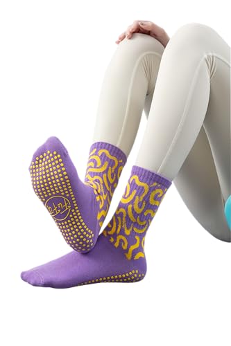 Image of Non-Slip Pilates Socks for Women with Grips - Barre, Yoga, Workout, Studio Grip Socks - Toeless, Breathable, Anti-Skid
