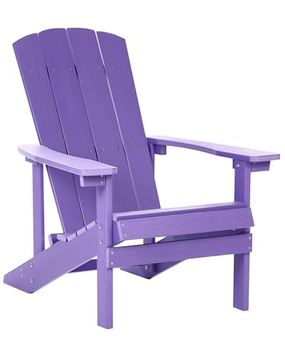 Beliani Chaise de Jardin en Plastique Effet Bois Terrasse Extérieur Violette Adirondack