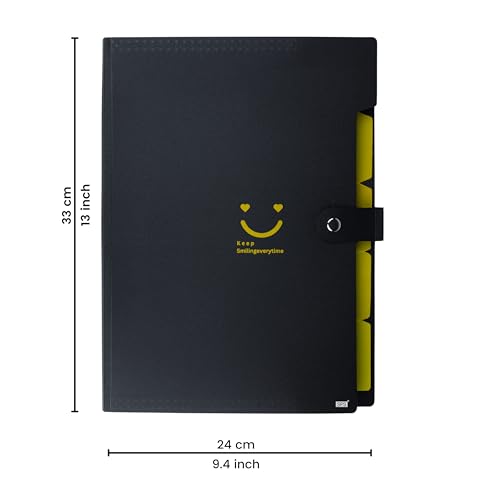 Image of SPS 5 Pocket Expanding File Folder Smile Design - Fits A4 & Letter Size Document Organizer, Accordion File Folders, File Holder for Office, School & Home Use - Yellow (Pack of 2)