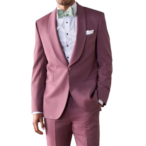 Men Single Button Suit Two Pieces(Jacket+Pants) Shawl Collar Outfits Party Prom Wedding Set