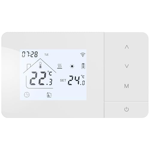 Termostato a bateria de 2 Hilos para calderas de Gas. termostato de Pared Interior Programable Diariamente para calefacción temporizada. Termostato de Pantalla táctil con retroiluminación 3A W506