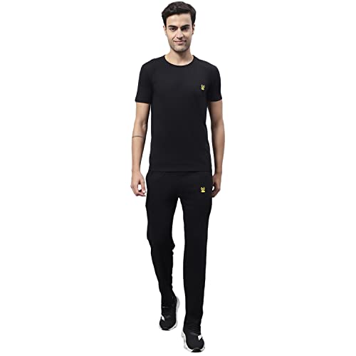 Image of Mack Jonney Cotton Solid Co-ord Set Tracksuit For Men (Pack of 2)-ANT BLK T D10 04-P