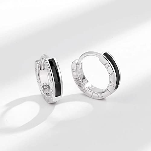 Shinkhis Men Hoop Earrings 925 Sterling Sliver Black Hoop Earrings Small Hypoallergenic Huggie Earrings For Men Women Boy-16Mm… #TOP2