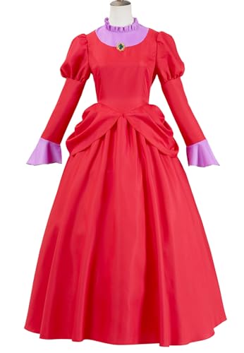 Kolegrial Tremaine Disfraz Mujer Cosplay Cenicienta Lady Tremaine Vintage Largo Vestido de Noche para Fancy Dress Up Navidad Carnaval Halloween Fiesta Cumpleaños Mascarada Vestido de Baile, Rojo