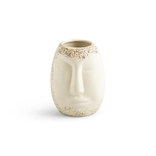 Image of ExclusiveLane 'Sculpted Harmony' Decorative Ceramic Flower Vase for Living Room Ceramic Vase for Home Decor Side Table Show Case Flower Vases Showpiece Gifts (Set of 2, 13.9 Cm, Handglazed Pottery)