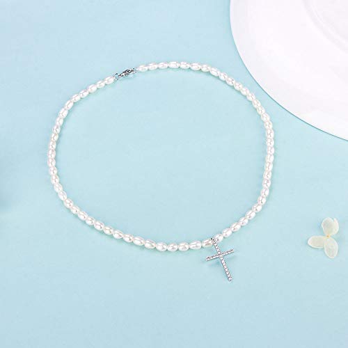 Sterling Silver Cross Pendant Necklaces for Women-Freshwater Cultured Pearl Strand Necklaces2