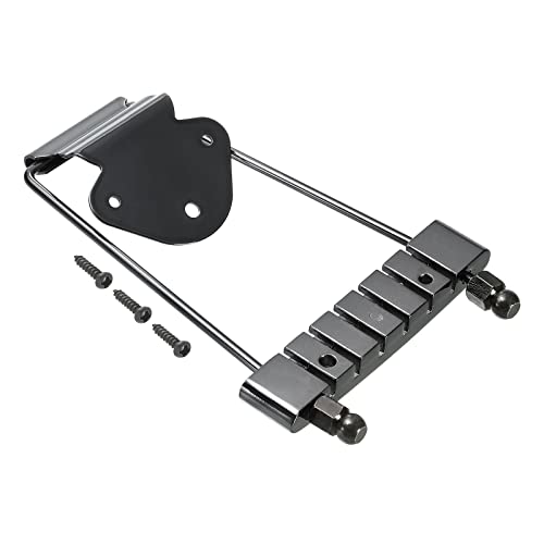 PATIKIL 6 String Guitar Trapeze Tailpiece Bridge for Jazz Acoustic Guitar Bass Replacement Black, 180mm