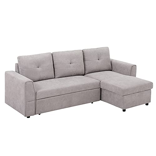 HOMCOM 3 Seater Sofa Bed, L-Shaped Corner Sofa, Pull Out Sofa with Storage, Convertible Click Clack Settee Sectional Sleeper Futon for Living Room, Office, Grey HOMCOM 3 Seater Sofa Bed, L-Shaped Corner Sofa, Pull Out Sofa with Storage, Convertible Click Clack Settee Sectional Sleeper Futon for Living Room, Office, Grey