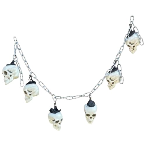 Guirnalda de calaveras de Halloween con diseño de cabezas de esqueleto encadenadas 2