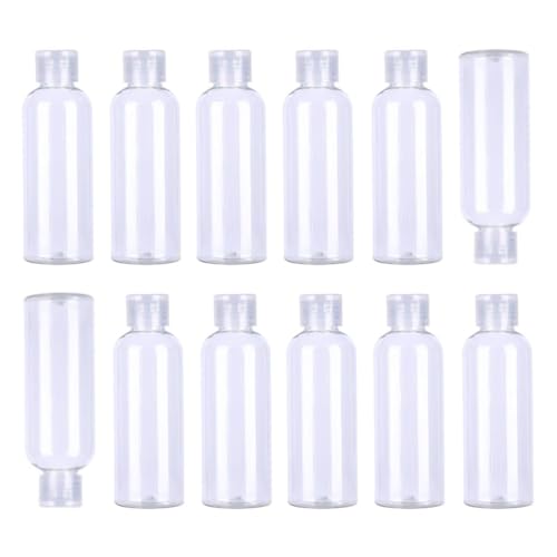 GYWHOOFT 12 botellas de viaje (100 ml), vacías de plástico para rellenar botellas vacías de viaje con tapón Flip Top
