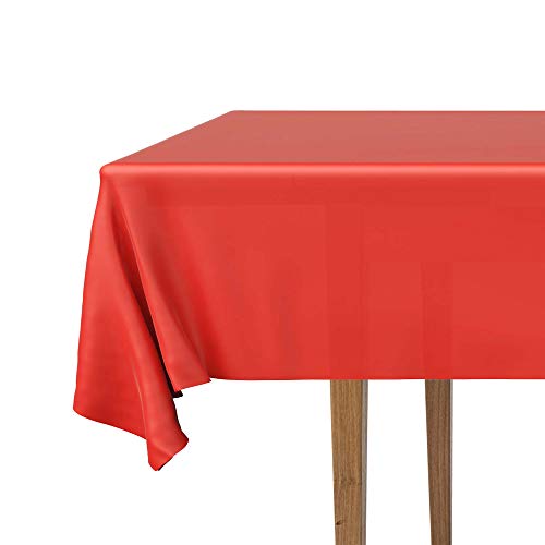 Decorrack 2 Rectangular Tablecloths -Bpa- Free Plastic, 54 X 108 Inch, Dining Table Cover Cloth Rectangle For Parties, Picnic, Camping And Outdoor, Disposable Or Reusable In Red (2 Pack) #TOP1