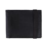 CTM® Men's Bifold Wallet with Elastic Keeper Strap, Brown