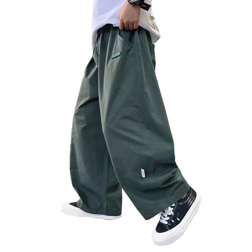Boys Cargo Pants Casual Straight Leg Workwear Trousers for 4-13 Years Old Kids with Elastic Waist and Pockets