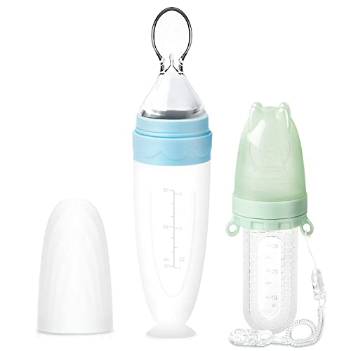 Image of Termichy Baby Food Dispensing Spoon: Squeeze Feeder Dispenser for Baby - Self Feeding Bottle Spoon