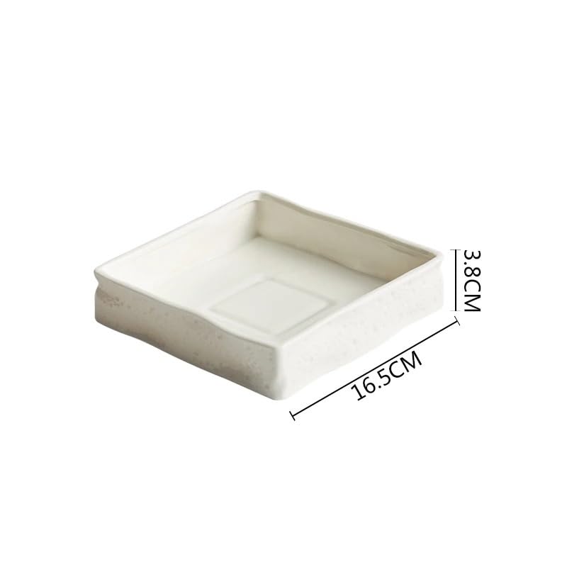 Piatti piani in ceramica per ristorante, quadrati, struttura roccia, spessa, piatto da dessert, snack, stoviglie per uso domestico, piatti freddi (A 16,5 cm)
