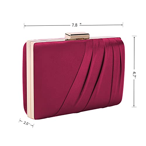 Image of Pleated Satin Clutch Purse For Women Wedding Bridal Clutch Bag Prom Party Clutch