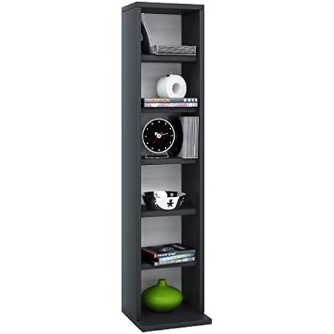 VCM Regal DVD CD Schrank Rack Möbel Aufbewahrung Holzregal Standregal Möbel Anbauprogramm Schwarz "Elementa" Cover