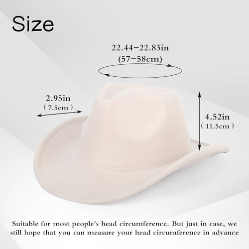 Image of 2 Pack Western Cowboy Hats for Women Men 4 Different hat Bands | Classic Felt Wide Brim Costume Cow Boy Hat Curved Brim Cowgirl Hat