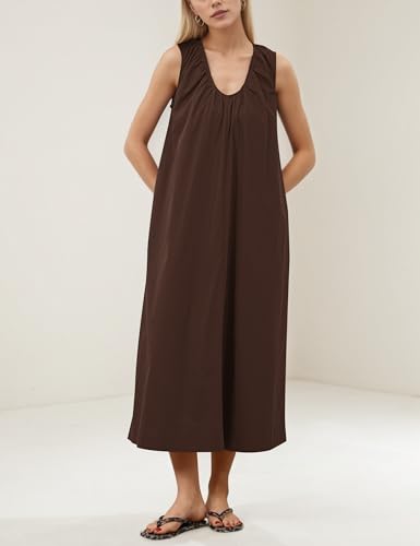 Maxi Dress for Women Sleeveless Long Summer Sundresses Flowy Vacation Beach Cotton Dress with Pockets4
