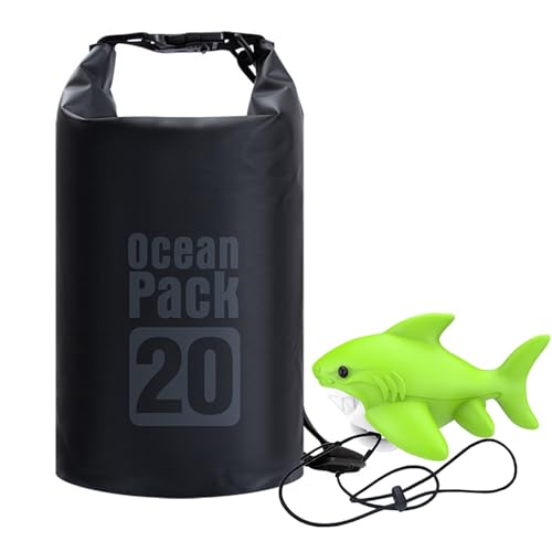 EDSRDPLT Shark-Shaped Anchor Buoy with 20L Waterproof Dry Bag Kayak Anchor Marker Float Set High Visibility Heavy-Duty Roll Top Dry Sack for Gear