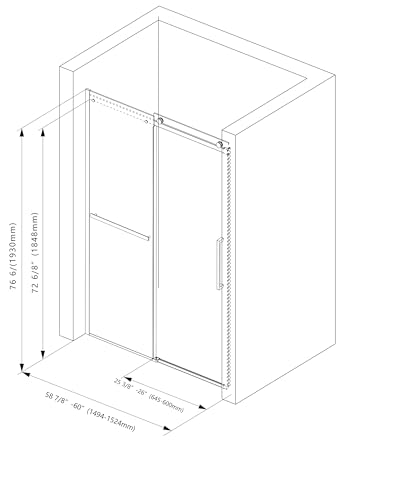 Sunrosa Shower Doors 60"×76", Single Sliding Shower Doors, Shower Door with Tempered Glass, Shower Glass Door in Brushed Nickel