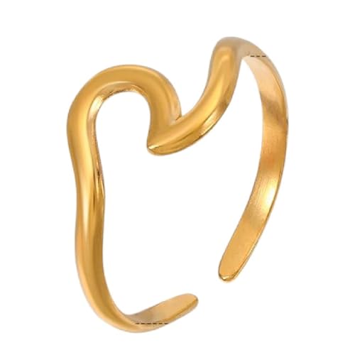 WIPWEKARAT 2026 Stainless Steel Wave Ring for Women