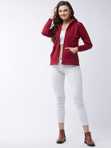 Image of Pivl Women's Fleece Blend Winter hooded Jacket.