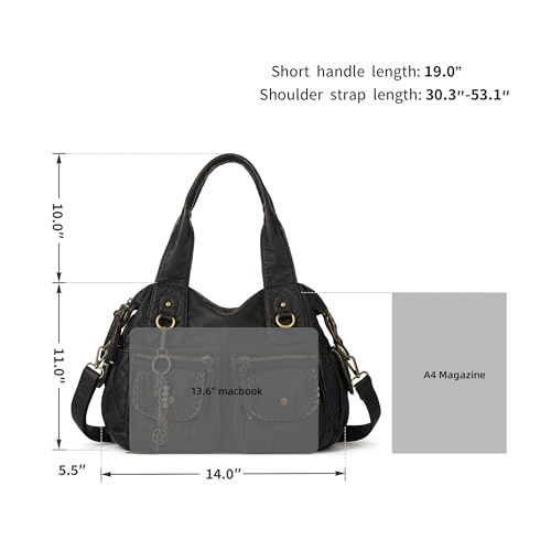 Image of Worldlyda Women Canvas Hobo Purse Multi Pocket Tote Shopper Shoulder Bag Casual Top Handle handbag with Embroidery Ethnic